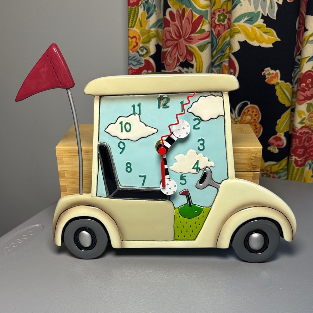 Allen Designs Stay the Course Golf Cart Pendulum Wall Clock Decor - Works!